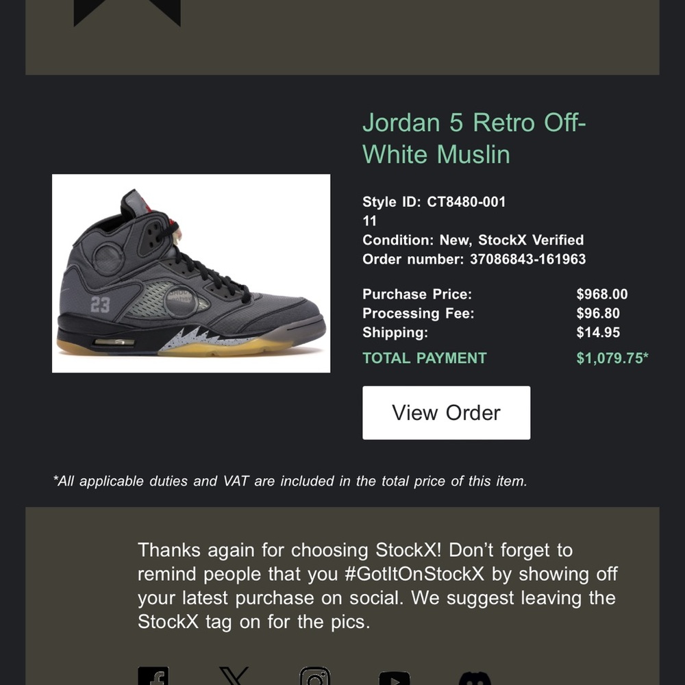 Jordan 5 offwhite